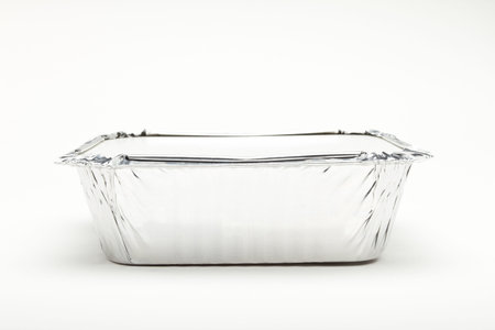 Foil Container with lid isolated on white background.の写真素材