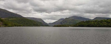 Mount Snowdon, Wales, viewed from padam lake llanberis.の写真素材
