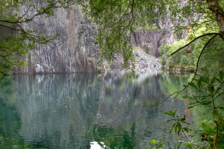 The Vivian slate quarry at Llanberis, Snowdonia National Park, Wales.の写真素材
