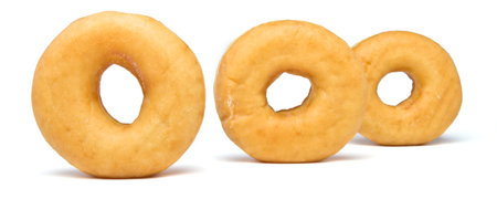 Line of 3 plain donutの写真素材