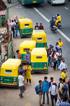 New Delhi / India - September 2019: Tuk Tuks in the streets of New Delhi, Indiaのeditorial素材