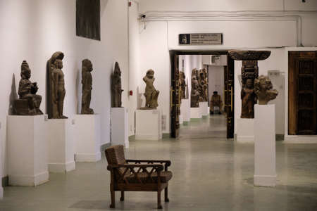 New Delhi / India - September 26, 2019: Ancient sculptures in the National Museum of India in New Delhi which houses collection of artifacts of 5,000 years of Indian civilization, culture and historyのeditorial素材