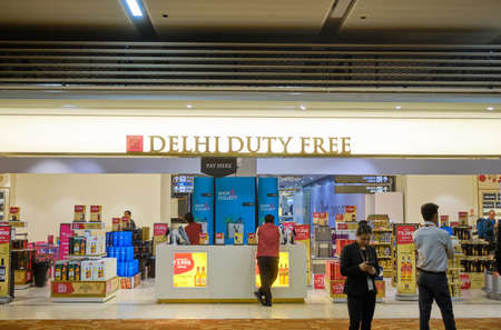 New Delhi / India - October 12, 2019: Duty Free shop area at the Indira Gandhi International Airport in New Delhi, Indiaのeditorial素材
