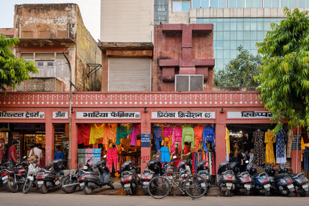Jaipur, Rajasthan / India - September 28, 2019: Bapu Bazar in Jaipur Pink city, India, one of the...
