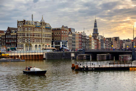 Amsterdam / Netherlands - October 15, 2018: Cityscape of Amsterdam capital of the Netherlands and its iconic canalsのeditorial素材