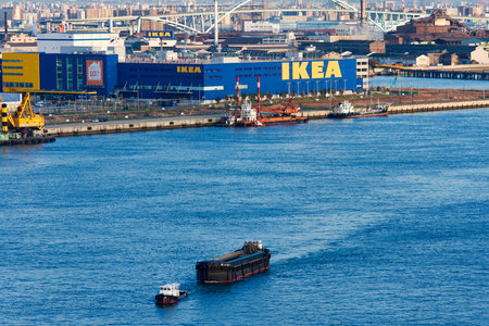 Osaka / Japan - March 23rd 2018: Huge IKEA Tsuruhama store in Osaka port, Osaka, Japan