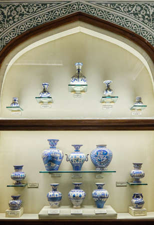 Jaipur, Rajasthan / India - September 29, 2019: Collection of Indian pottery at Albert Hall Museum in Jaipur, Rajasthan, Indiaのeditorial素材