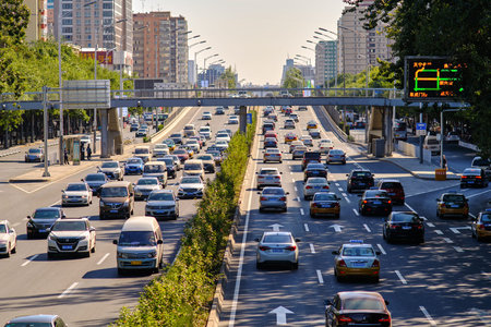 Beijing / China - October 8, 2018: Traffic on the West 3rd Ring Road in Beijing, Chinaのeditorial素材