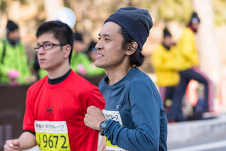 Nara / Japan - December 10, 2017: Participants running the Nara Marathon, an annual marathon sporting event over the classic distance of 42 kmのeditorial素材