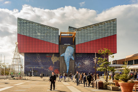 Osaka / Japan - December 25th 2017: Osaka Aquarium Kaiyukan, one of the largest public aquariums in...
