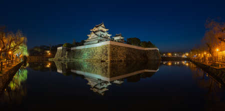 Night view of Kishiwada castle (Chikiri Castle) built in 16th century in Kishiwada city, Osaka Prefecture, Japanのeditorial素材