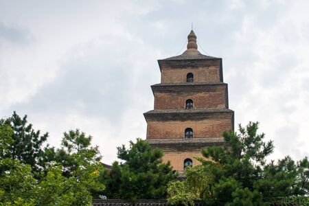 Giant Wild Goose Pagoda, famous Buddhist pagoda in Xian, Shaanxi province, China, built in 652 during the Tang dynastyの写真素材