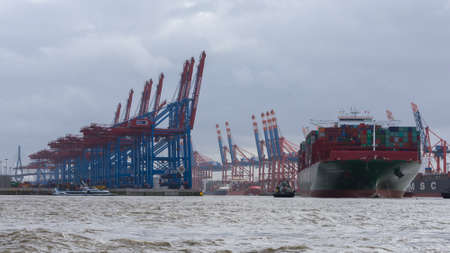 Hamburg / Germany - February 21, 2017: Container terminal in the Port of Hamburg, Germanyのeditorial素材