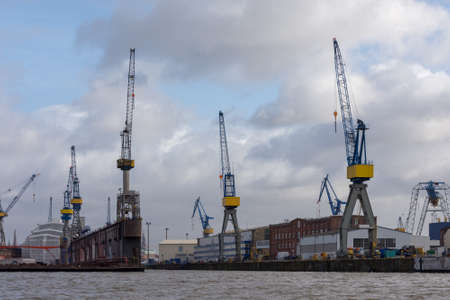 Hamburg / Germany - February 21, 2017: Container terminal in the Port of Hamburg, Germanyのeditorial素材
