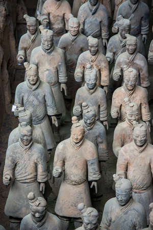 Terracotta Army, excavated terracotta sculptures depicting the armies of the first Emperor of unified China Qin Shi Huang at his burial place in Xian, Chinaのeditorial素材