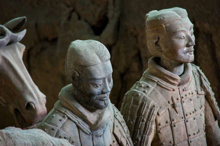Terracotta Army, excavated terracotta sculptures depicting the armies of the first Emperor of unified China Qin Shi Huang at his burial place in Xian, Chinaのeditorial素材