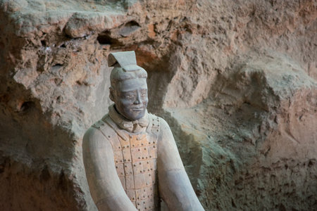 Terracotta Army, excavated terracotta sculptures depicting the armies of the first Emperor of...