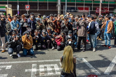 Osaka / Japan - March 18, 2018: Nipponbashi Street Festa, colorful cosplay and anime festival held every March in Osaka, Japan. It is one of the biggest cosplay events in the worldのeditorial素材