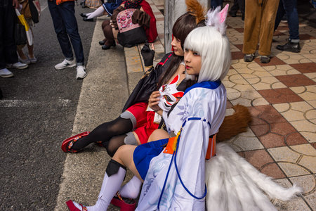 Osaka / Japan - March 18, 2018: Nipponbashi Street Festa, colorful cosplay and anime festival held every March in Osaka, Japan. It is one of the biggest cosplay events in the worldのeditorial素材