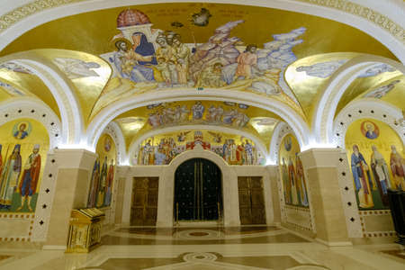 Belgrade / Serbia - June 9, 2019: Crypt of the Church of Saint Sava, Serbian Orthodox church in Belgrade, Serbia, decorated with painted frescoesのeditorial素材
