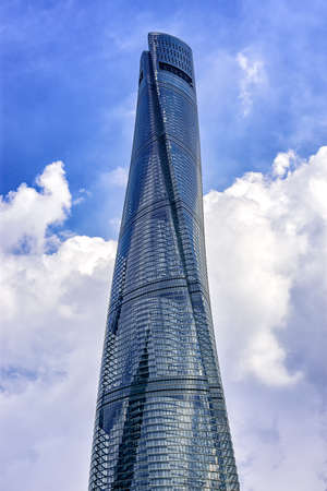 Shanghai / China - July 28, 2015: The Shanghai Tower megatall skyscraper in Pudong new area in Shanghai, Chinaのeditorial素材