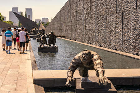 Nanjing / China - July 30, 2015: Outdoor exhibition of sculptures in the Memorial Hall of the Victims of Nanjing Massacre by Japanese Invaders in Nanjing, Chinaのeditorial素材