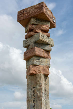 Shenzhen / China - July 27, 2015: Monument commemorating the 26th Summer Universiade held in 2011 in Shenzhen, Guangdong province, Chinaのeditorial素材
