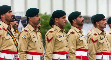Islamabad / Pakistan - November 3, 2015: Guard of Honor Battalion of the Pakistan Army, during the official ceremony at the Aiwan-e-Sadr Presidential Palace of the President of Pakistan.のeditorial素材