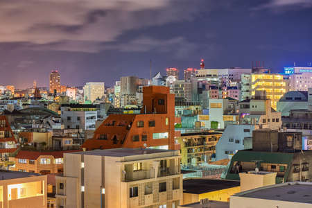 Naha, Okinawa prefecture / Japan - February 28, 2018: Night view of the cityscape of Naha, capital of Okinawa Prefecture, Japanのeditorial素材