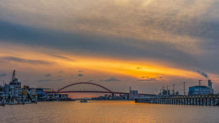 Sunset view of the Wakayama port in Wakayama city, Kansai, Japanのeditorial素材