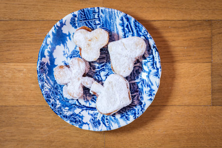Vanilice, Serbian bite-sized small Vanilla cookies made as sandwich of two vanilla and walnut...