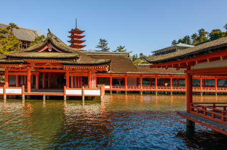 Itsukushima Shinto Shrine on the Itsukushima, Miyajima island, in the city of Hatsukaichi in Hiroshima Prefecture in Japan, UNESCO World Heritage Siteのeditorial素材