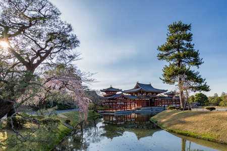 Phoenix Hall and Jodo-Shiki garden of the Byodo-in Buddhist temple in the city of Uji in Kyoto Prefecture, Japanのeditorial素材