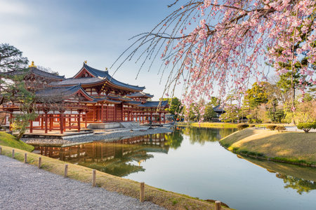 Phoenix Hall and Jodo-Shiki garden of the Byodo-in Buddhist temple in the city of Uji in Kyoto...