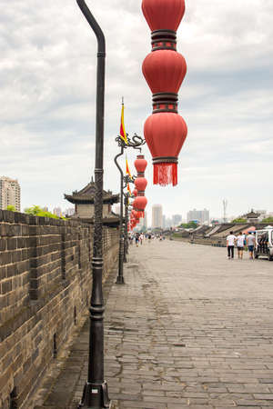 Xian, Shaanxi Province / China - August 4, 2015: Xian City Walls largest and best preserved old city walls in Chinaのeditorial素材