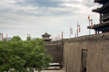 Xian, Shaanxi Province / China - August 4, 2015: Xian City Walls largest and best preserved old city walls in Chinaのeditorial素材