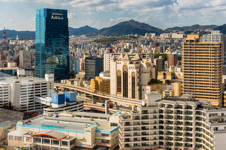 Kobe / Japan - November 11, 2017: Kobe downtown cityscape, aerial view from the Kobe tower in Kobe Japanのeditorial素材