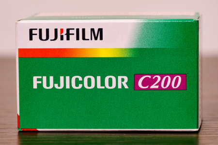 Tokyo / Japan - January 1, 2020: Close up of a pack of Fujifilm Fujicolor C200 color negative filmのeditorial素材