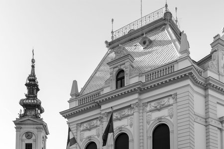 Belgrade / Serbia - June 30, 2019: Embassy of Austria building in Belgrade, Serbia, with Cathedral...