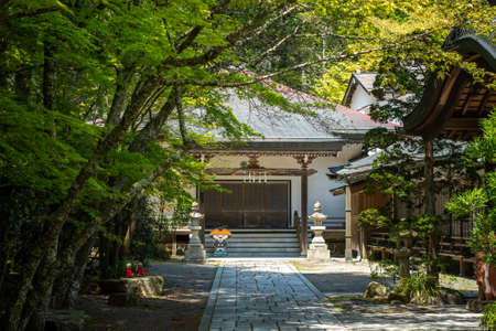Koya, Wakayama prefecture / Japan - April 29, 2018: Buddhist temple at the Koyasan Mount Koya, UNESCO world heritage site and a 1200 years old center of Japanese sect of of Shingon Buddhismのeditorial素材