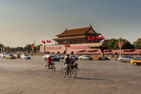 Beijing / China - September 27, 2014: The Tiananmen or the Gate of Heavenly Peace, monumental gate in the centre of Beijing, widely used as a national symbol of Chinaのeditorial素材