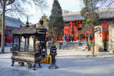 Beijing / China - February 2, 2014: Fayuan Temple (Temple of the Origin of the Dharma), constructed in 645 is one of the oldest Buddhist temples in Beijing and seat of the Buddhist Academy of Chinaのeditorial素材