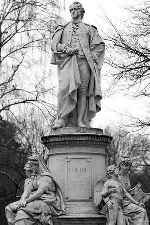 Berlin / Germany - February 18, 2017: The Goethe Monument, memorial to German writer Johann Wolfgang von Goethe by Fritz Schaper, located in Tiergarten in Berlin, Germanyのeditorial素材