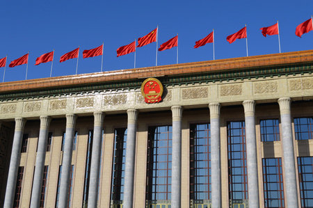 Beijing / China - March 13, 2014: The Great Hall of the People during the regular yearly session of...