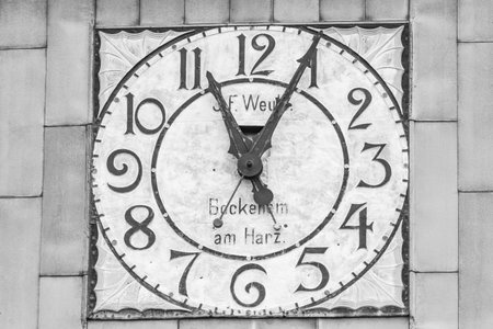 Qingdao / China - August 6, 2015: Detail of J.F. Weule, Bockenem am Harz old mechanical clock on the...