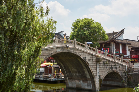 Fengjing, Shanghai, China - July 28, 2015: Fengjing Ancient Town, old town in Shanghai, Chinaのeditorial素材