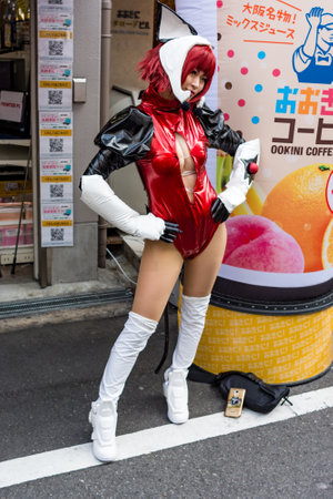 Osaka / Japan - March 18, 2018: Nipponbashi Street Festa, colorful cosplay and anime festival held every March in Osaka, Japan. It is one of the biggest cosplay events in the worldのeditorial素材