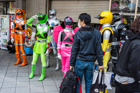 Osaka / Japan - March 18, 2018: Nipponbashi Street Festa, colorful cosplay and anime festival held...