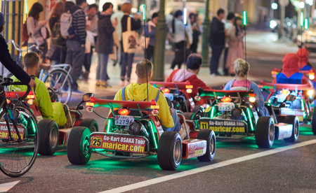 Osaka / Japan - March 28, 2018: MariCar street Go-Karting tour in Osaka, popular among foreign tourists in Japanのeditorial素材