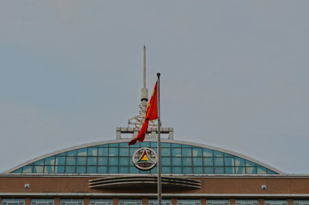 Beijing / China - July 24, 2014: Communication University of China (CUC) with Chinese flag. CUC is one of the China key universities in journalism, communication, film and televisionのeditorial素材